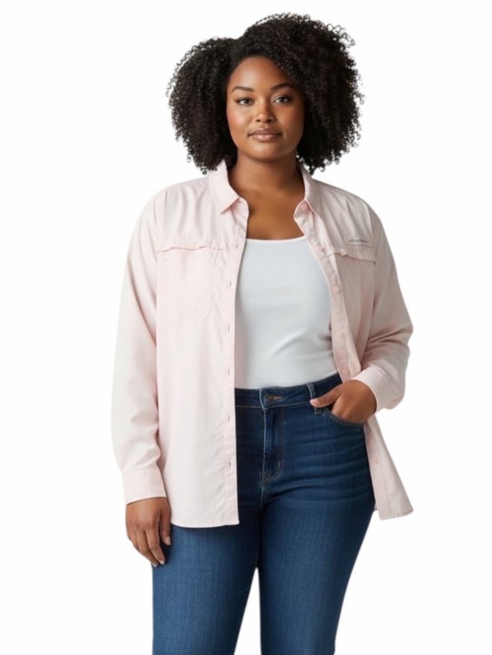 Eddie Bauer•Pale Pink Button Down Utility Performance Shirt